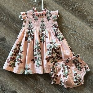 Pink Chicken Floral Pink Dress with Bloomers